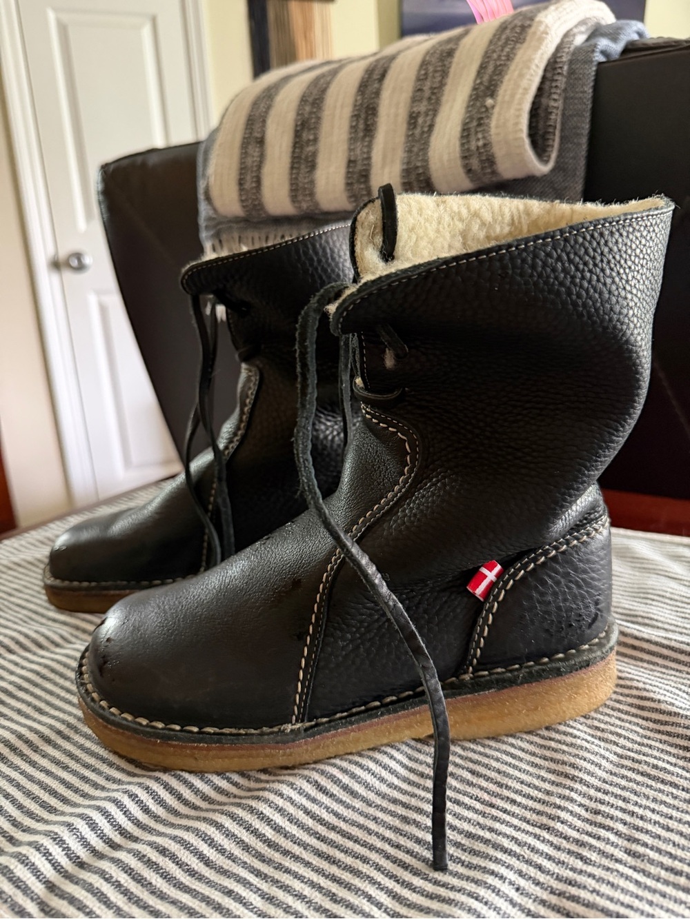 Duckfeet Århus Black Leather Wool Lined Boots EU 37 Danish